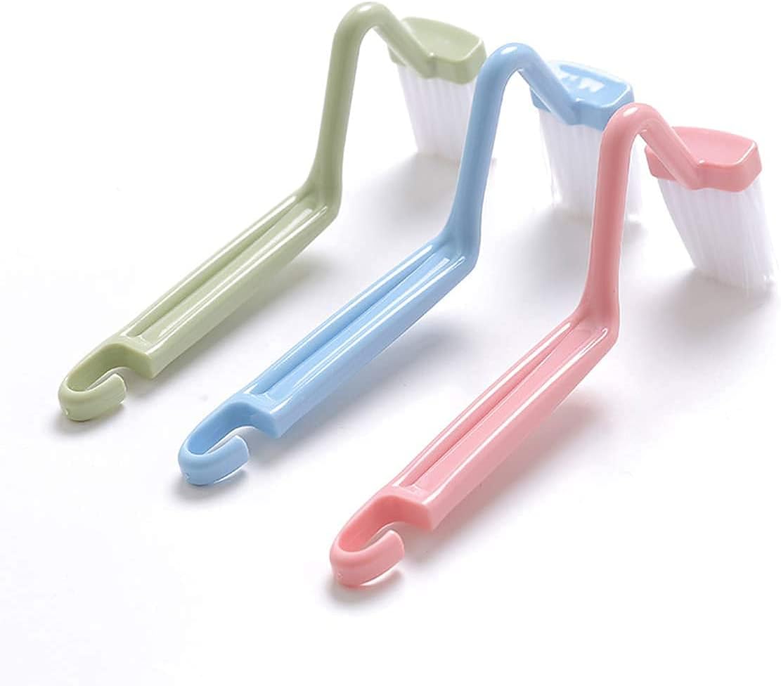 First Try 8" V Type Plastic Curved Toilet Brush Cleaning Toilet Corner Rim and Home Corner Cleaning Brush (Blue, Green, Red, Pack of 3)