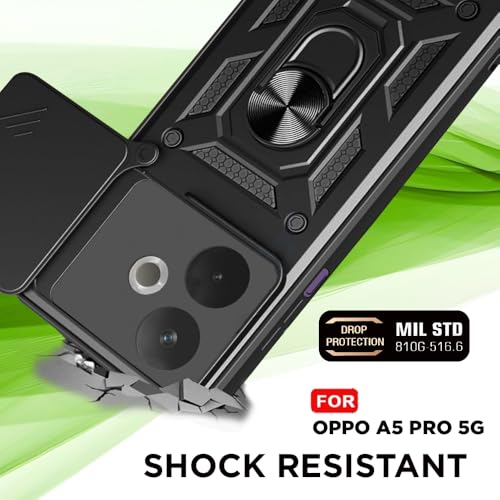 Image of AIBEX Back Cover for Oppo A5 Pro 5G | D10 Tough Armor Case | Sliding Camera Shield | 360 Protection | Kickstand Ring Holder | Military-Grade Shockproof Bumper Case