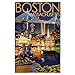 Boston, Massachusetts - Skyline at Night (16x24 Giclee Gallery Print, Wall Decor Travel Poster)