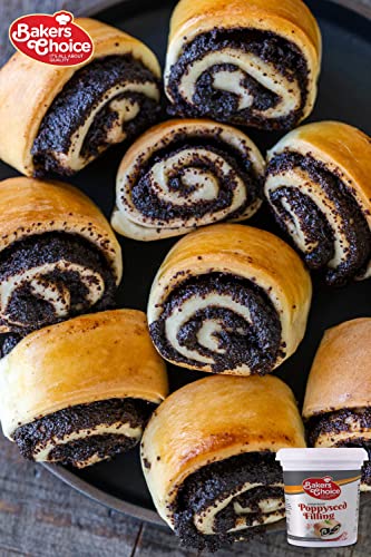 Poppy Seed Filling Pastry Filling, 14 Oz. - Creamy Spread And Topping For Cakes And Desserts - Baking And Cooking Ingredient - Kosher, Dairy Free & Vegan - By Baker's Choice #TOP4