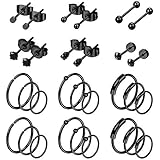 Jstyle 30Pcs Stainless Steel Cartilage Earrings Hoops for Men Women Tiny Stud Earrings Ball CZ Tragus Conch Helix Piercing Earrings Jewelry