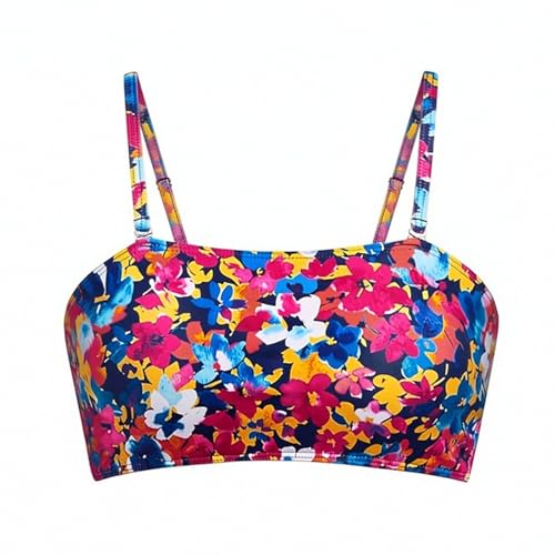 Damen Gestreifte Trägerloser Bademode Ärmellos Rückenfreies Unterziehshirt Leicht Sommer Bikini Leopardenmuster Bandeau Top Bügel Trägerlos Lambada Oberteil Große Größen Badeanzug