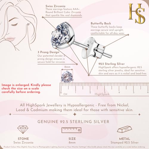 Image of HIGHSPARK 925 Silver inchSparkling Martini inch Solitaire Earrings | 92.5 Sterling Silver and Diamond like Brilliance Sparkling Zirconia | Lovely Gift