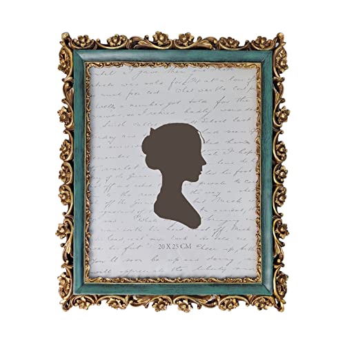 Image of Sunlit Vintage Picture Frame 8x10 Inch, Luxury Antique Photo Frames with Glass Front, Photo Display, Tabletop Wall Hanging, Gift Ideas, Dark Green and Bronze Gold