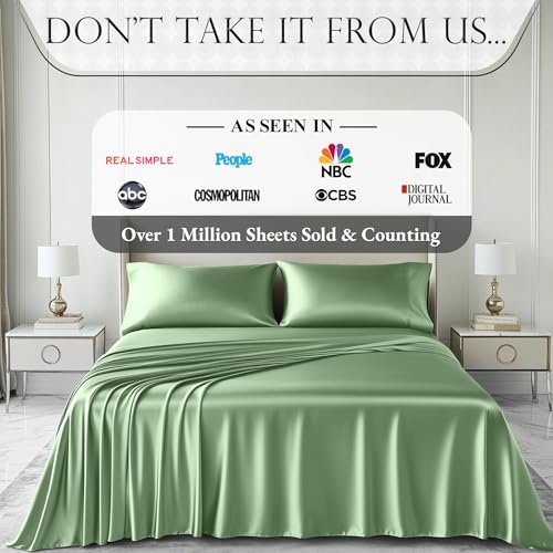 Image of DECOLURE Satin Sheets Twin Size | Softer Than Silk | Luxury 3 Pc Bed Set