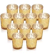 Gold Votive Candle Holders Set of 12 for Wedding Table Centerpiece, Tea Light Candle Holders Deco...