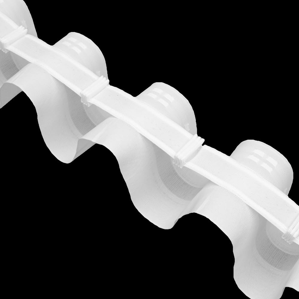 Gardinenband 50 Meter Wellenfalten 100 mm Vorhangband 1:2.0 100% Polyester Weiß Faltenband zum Annähen für Vorhänge und Gardinen BK-14 Oz-Is Dar Tekstil