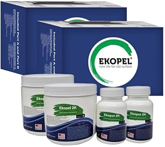 Ekopel Roll on Bathtub and Tile Refinishing Kit - Odorless Ultra Durable Biscuit Gloss - 2 Coat Easy Paint On Application - Made in The USA - Biscuit Bathtub With Surround Size Kit