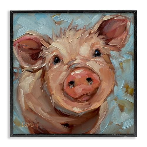 Stupell Industries Modern Pig Portrait Farm Animal Giclee Framed Wall Art, Design by Andrea Lavery