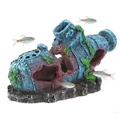 CEYAZYE Realistic Aquarium Shipwreck Ornaments, Fish Tank Decorations