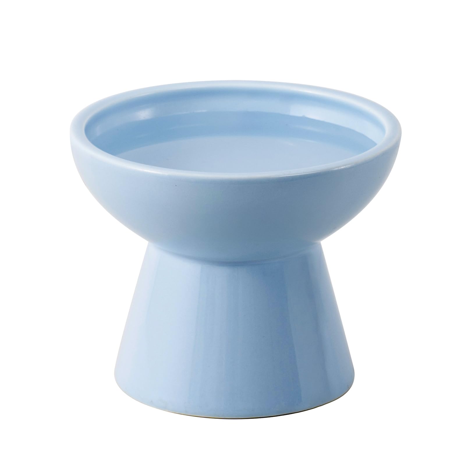 CEEFU Extra Wide Elevated Ceramic Cat Water Bowl - 6.2" Deeper Dish for Whisker Fatigue Relief, 5" Height for Easy Feeding, Lead & Cadmium Free, Durable Raised Cat Bowls, Blue — image 1