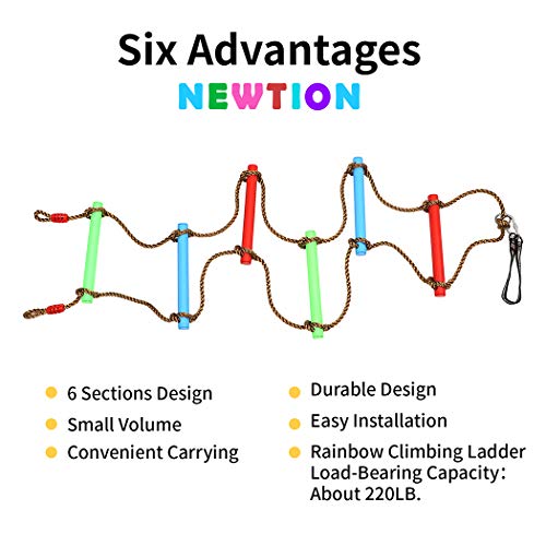 image for Newtion Rainbow Plastic Six-Section Climbing Rope Ladder for Kids,Hang