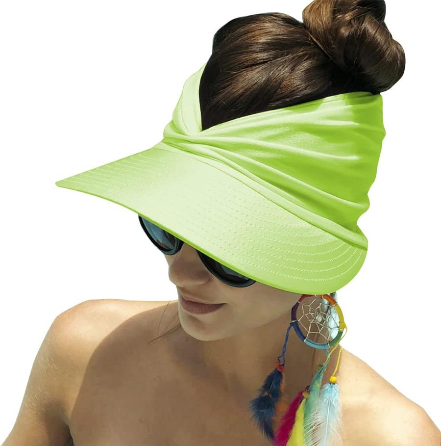 Visera solar para mujer, visera ancha, protección UV, visera plegable, gorra de playa para cola de caballo
