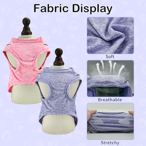Vehomy 2 Pack Dog Shirts Quick-Dry Dog Summer T-Shirt with Reflective Strips Dog Breathable Cooling Tank Top Pet Sun Protection Shirt Clothes for Dogs Cats Pink & Purple M