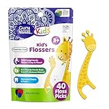 GuruNanda Dental Floss Picks for Kids, Extra-Long Giraffe-Shaped Picks, Fluoride-Free, Anti-Slip & Shred-Resistant Design & Eco-Friendly Handle & Berry Flavor, Ideal for Ages 3+, 40 Count (Pack of 1)