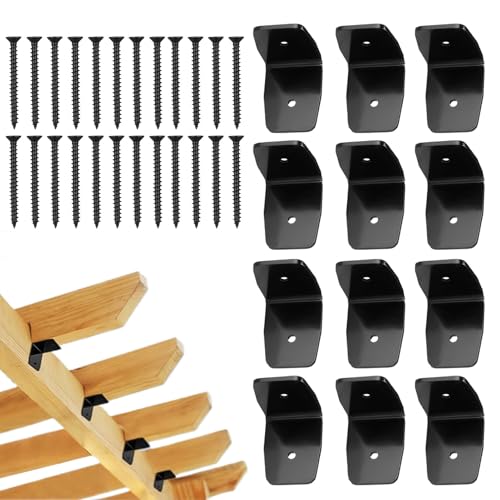 Soportes de viga negros | Soportes de esquina con clip de techo, perchas de madera negra resistentes con fuerte capacidad de carga para valla, cobertizo, pérgola, barandilla