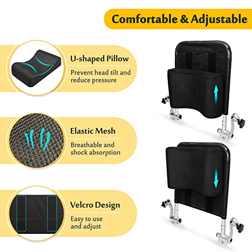 Mybow Wheelchair Headrest Neck Support Head Pillow For Adults Wheelchair Padding Head Rest Attachment Back Cushion Wheelchair Accessories Headrest Extender Cervical Head Positioner (Black) #TOP3
