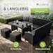 Juskys Polyrattan Lounge Manacor mit Ecksofa, Esstisch, 2 Hocker & Kissen - wetterfest bis 7 Personen - Bezüge waschbar - Rattan Garten Sitzgruppe Gartenlounge Gartenmöbel Set - Schwarz/Grau