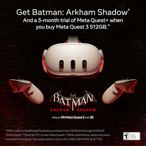 Meta Quest 3 512GB — The Most Powerful Quest — Ultimate Mixed Reality Experiences — Get Batman: Arkh