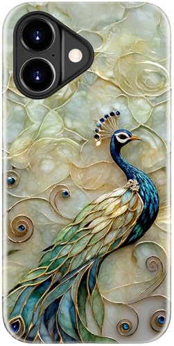 Image of Goodon for iPhone 17 Case Cute - Wireless Charging Compatible - Dual-Layer Hard Shell + Silicone Cover - Protective Phone Case with Trendy Designs for Women - Peacock and Flower | Dual-Layer Hard Shell + Silicone, Slim Fit Protective Phone Cover with Wildflower Designs for Women Girls