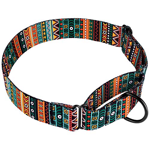 Collardirect Martingale Collars For Dogs Heavy Duty Tribal Pattern Adjustable Soft Safety Training Nylon Wide Pet Collar Medium Large (Pattern 1, L, Neck Size 15"-20") #TOP1
