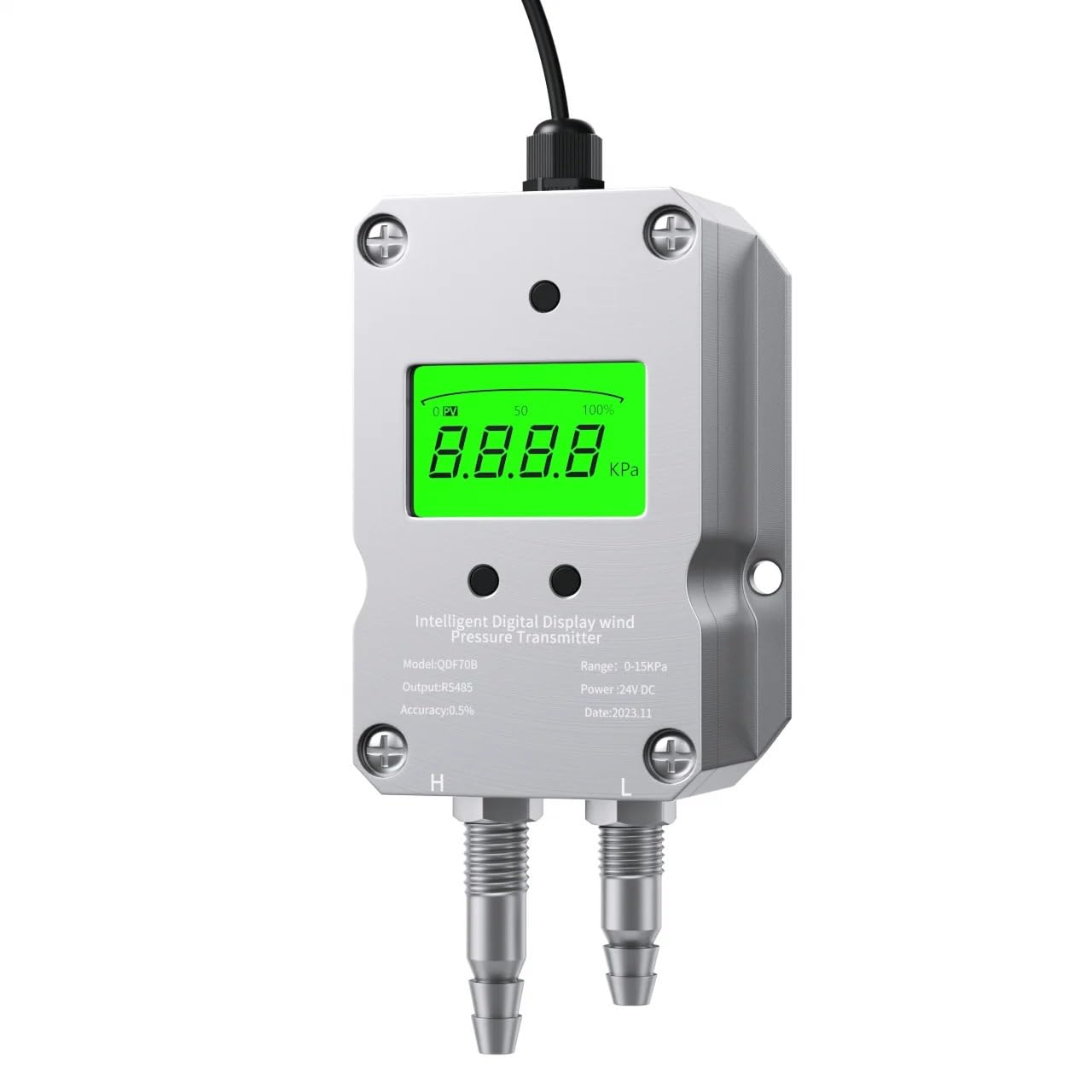 Sensore di pressione differenziale digitale con display LCD 0-1KPa 0-2KPa 0-5KPa a trasmettitore di micropressione 'aria in uscita RS485(-200Pa-200Pa)