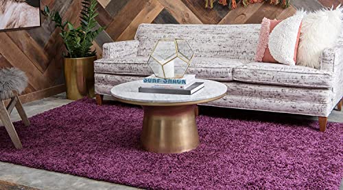 Image of A R Creations Anti Slip Fluffy Fur Plain Area Rug Made with Polyester and Microfiber for Home Office Kitchen Living Room Bedroom and DiningHall (5x7 Feet, Purple