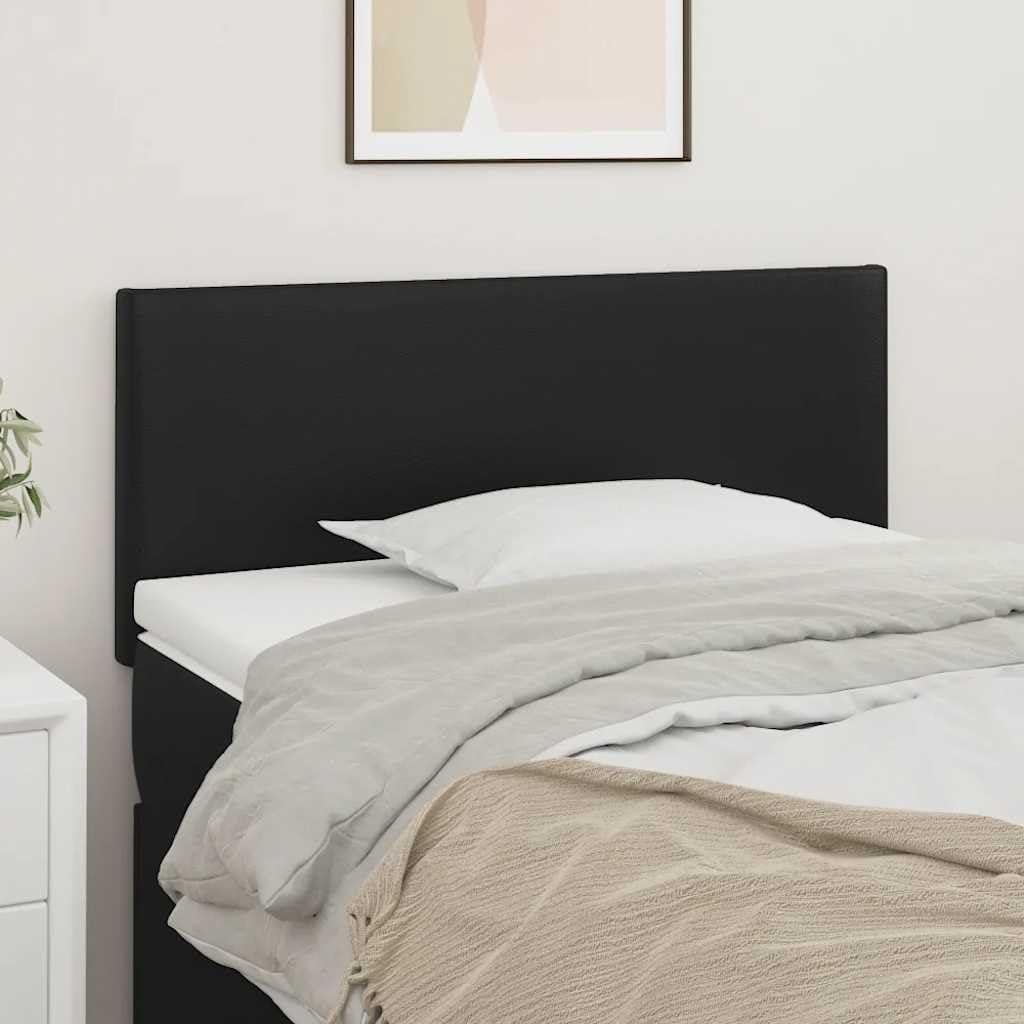 vidaXL Cabecero Cama Tapizado Acolchado Antimancha Protector Cubierto Elástico Prueba Polvo Funda Dormitorio de Cuero Sintético Negro 90x5x78/88 cm