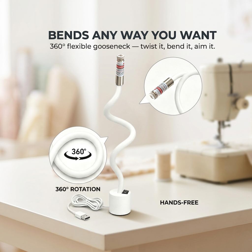 StitchTech 3-in-1 Magnetic Laser Positioning Light for Sewing and Quilting
