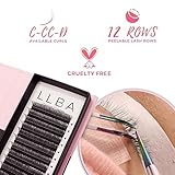 LLBA YY Eyelashes Extensions - 2D Fans Volume Eyelashes D Curl 0.07mm Thickness 9mm - 15mm Length, Full Fluffy Volume Look, Long Lasting & Easy Application - Image 5