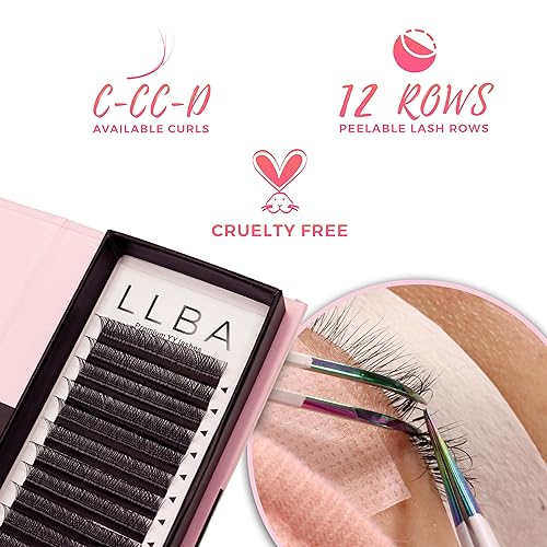 LLBA YY Eyelashes Extensions, 2D Fans Volume Eyelashes D Curl 0.07mm Thickness 13mm Length, Full Fluffy Volume Look - Image 4