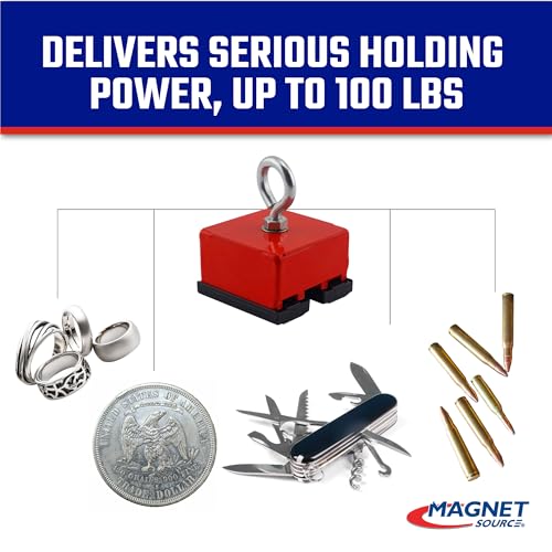 Master Magnetics Ceramic Fishing Magnet with Eyebolt - Heavy-Duty Strong Retrieval Magnet - Magnetic Pickup Tool - 100 lb Pull Force - 2" L x 2" W x 1" H - Image 4