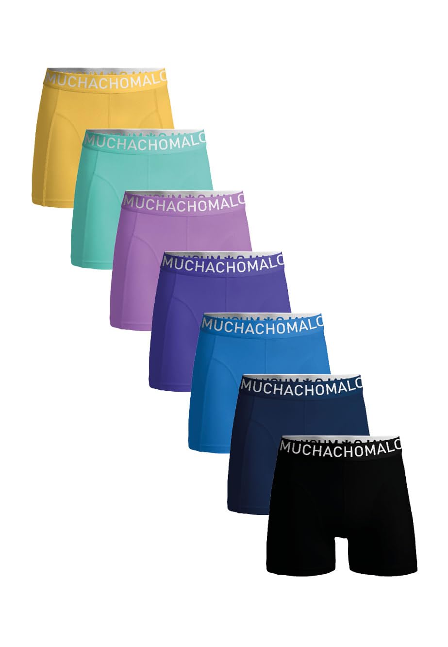 Muchachomalo Calzoncillos para Hombre, Ropa Interior Lisa de Algodón para Hombre, Pack de 7 Unidades, Bóxers Lisos de Corte Clásico con Cintura Elástica