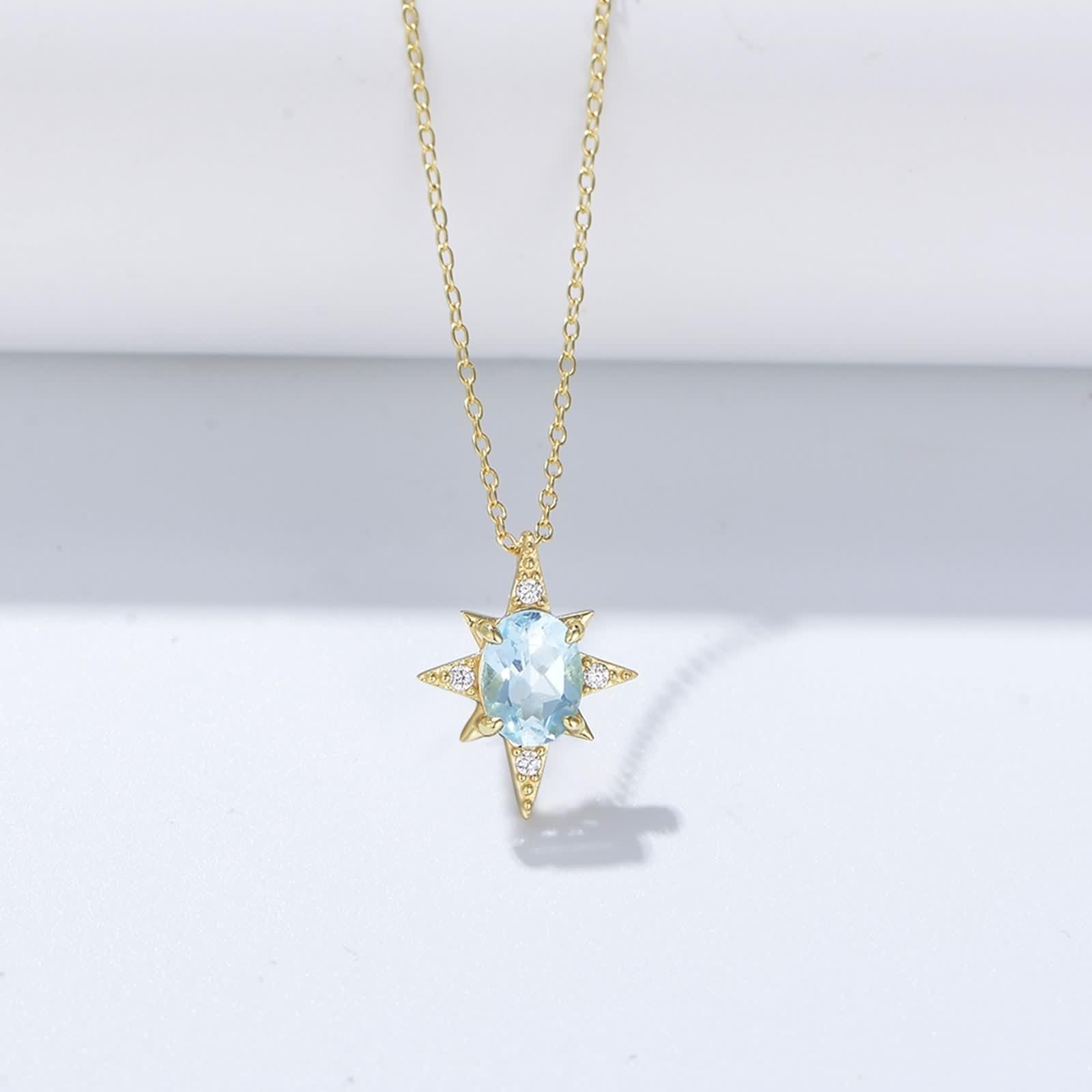 Collana Topazio Donna, Collana Lunga Moda Ciondolo Catenina Vero Oro Giallo 9K/14K/18K con Moissanite Elegante Oro 40+5cm