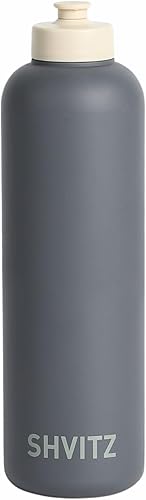 Botella de agua deportiva de 24 onzas, suave al tacto, diseño resistente a derrames con boquilla para beber con una sola mano, botella de fitness