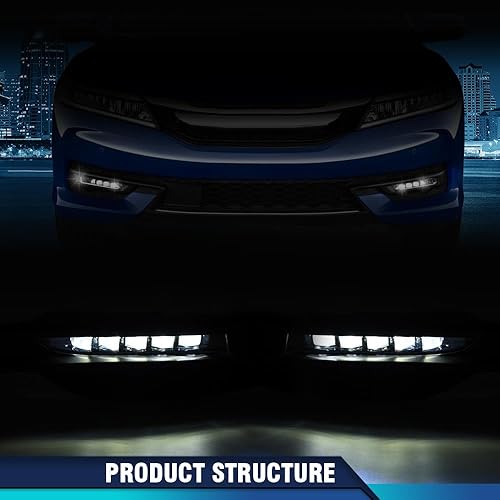 Miniatura 4 de PIT66 Luz antiniebla para parachoques delantero, compatible con Honda Accord Sedan 2016-2017, paquete de 2 lámparas LED para parachoques