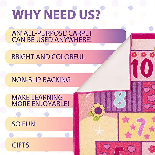 Booooom Jackson Hop And Count Hopscotch Kid Rug,40''X70'' Kids Carpet Rugs For3, 4, 5, 6, And 7 Year Olds,Rainbow Rug For Girls Bedroom And Kids Playroom, Floor Mat Suitable For Indoor And Outdoor #TOP4