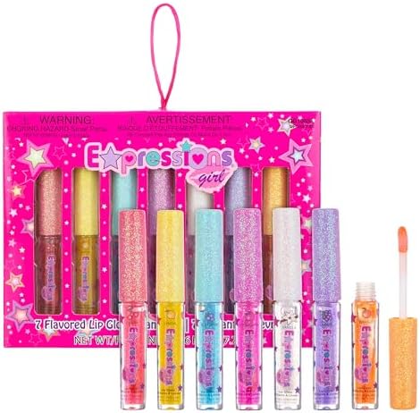 7pc Fruity Flavored Lip Gloss Set - Assorted Fruit Flavor-Great Gift