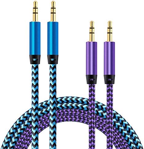 AILKIN AUX Cord for Car, 2 Pack 3.5mm Auxiliary Audio Cable, Braided Stereo