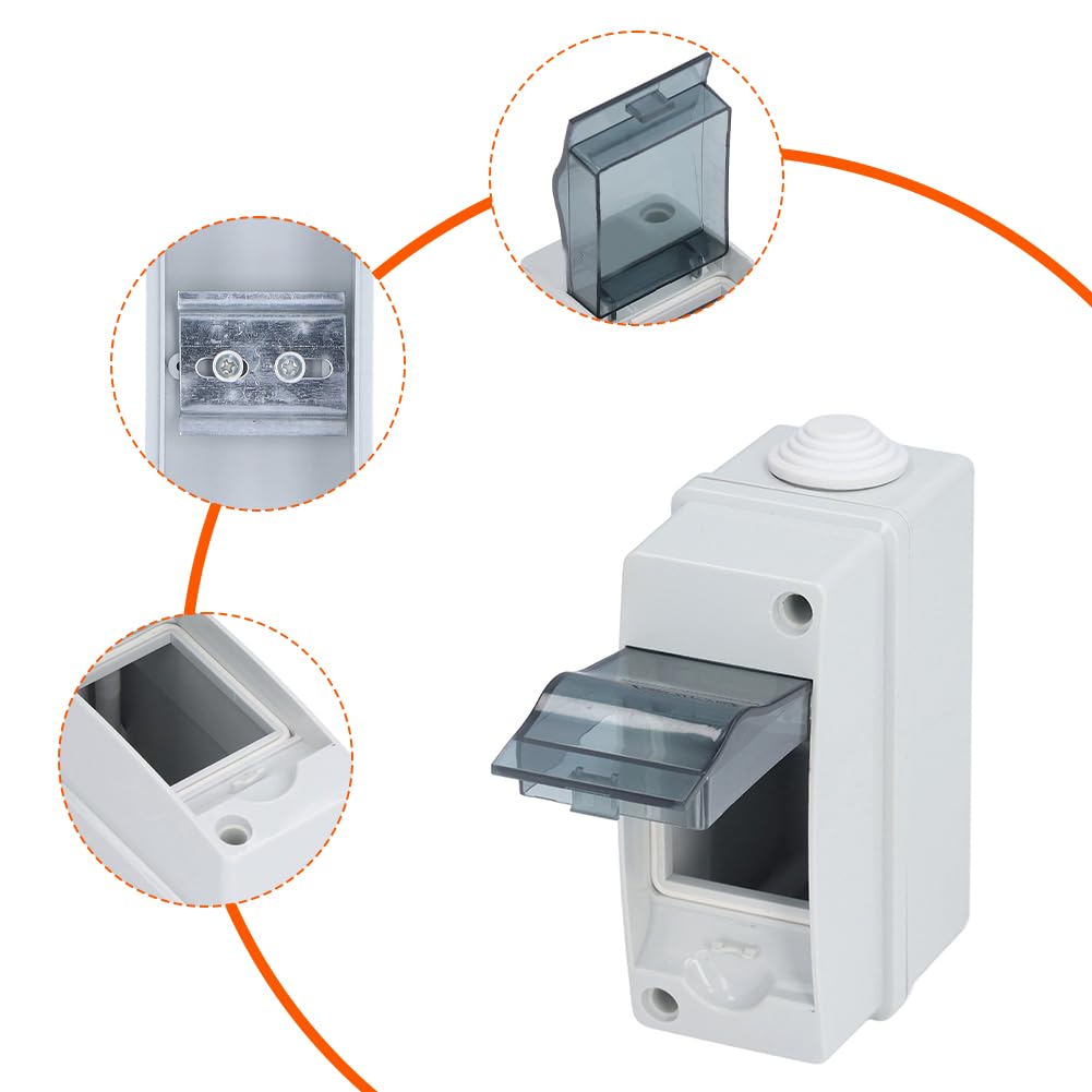 2 Way Breaker Box, Din Rail Box MCB Distribution Protection Box IP65 Waterproof Circuit Breaker Electronic Junction Box Transparent Cover Power Electrical Enclosure Outdoor Wall Mounted Charging