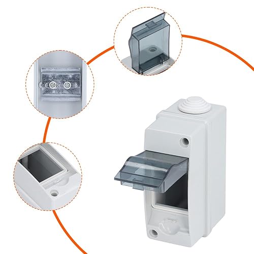 Miniatura 2 de Caja de disyuntor de 2 vías, caja de riel DIN Caja de protección de distribución MCB IP65 Disyuntor impermeable Caja de conexiones electrónica,