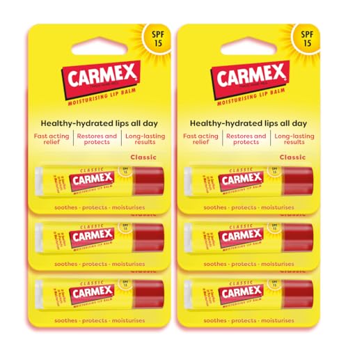 Carmex Classic Lip Balm Stick Set for Smooth, Soft Lips | SPF 15 Sun Protection | Soothes & Protects Sun-Exposed Lips | Intensely Hydrating Summer Lip Care Formula | Travel-Friendly (Pack of 6) - Image 5