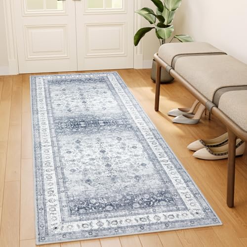 AMADA HOMEFURNISHING 2x6 Washable Kitchen Runner Rug with Non-Slip Backing & Durable Edge Binding, Vintage Entryway & Bedroom Rug