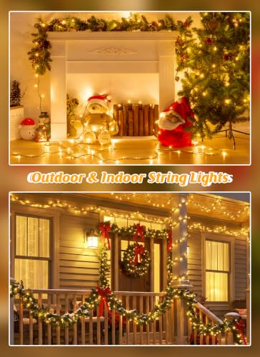 2 Pack Total 80Ft 200 LED Solar Christmas String Lights Outdoor Waterproof  - image 8