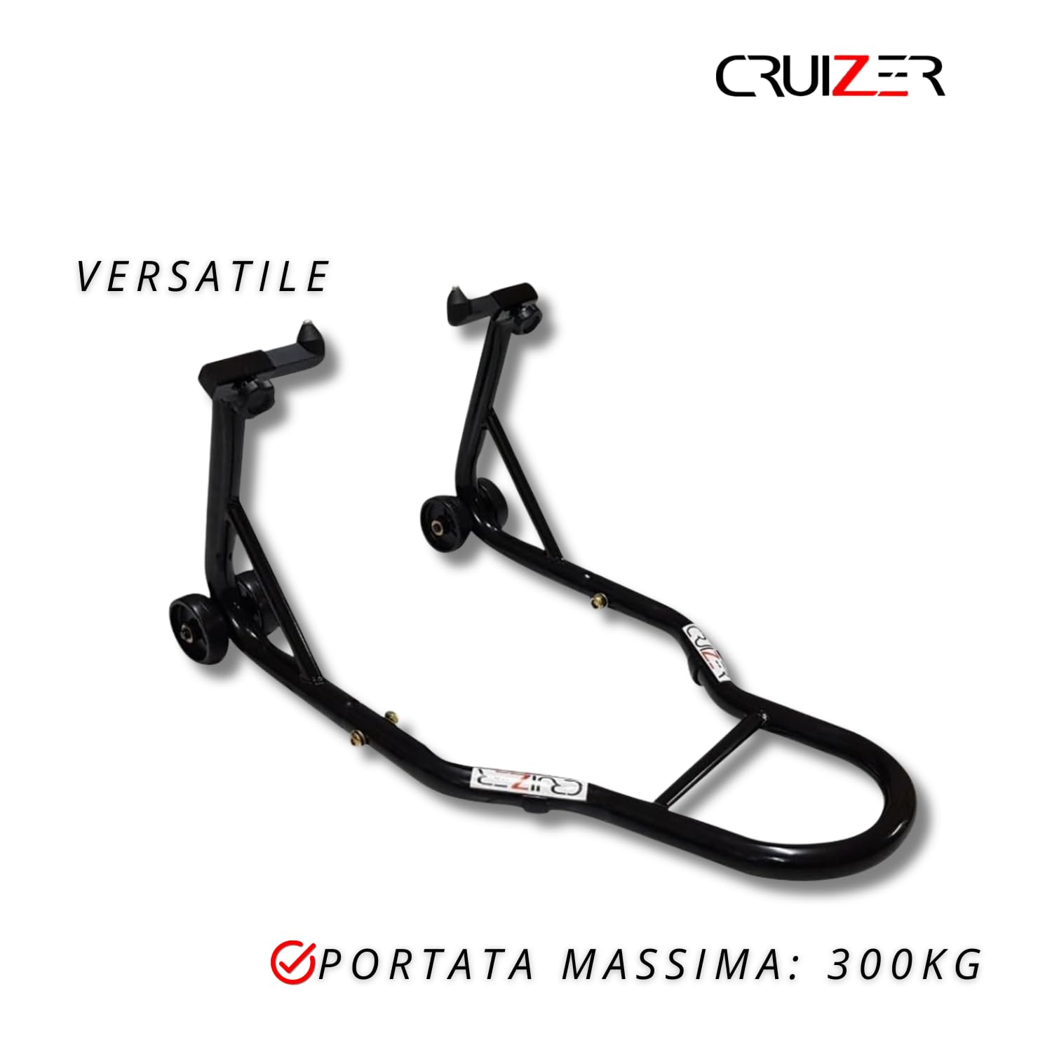 cruizer Béquille avant moto universel, cônes réglables avec curseur, Noir