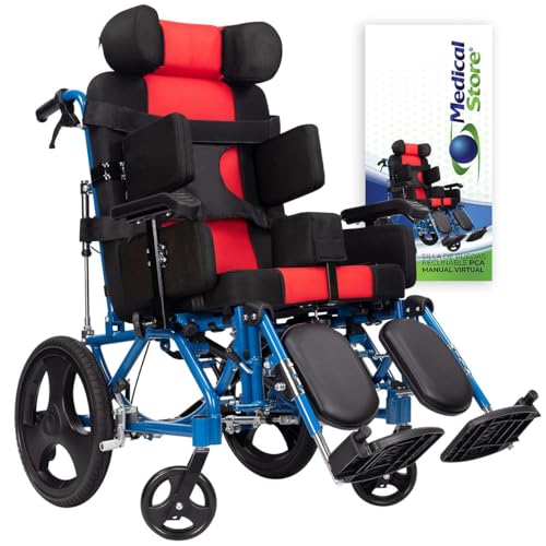 MEDICAL STORE Silla De Ruedas PCI Parálisis Cerebral Infantil de Lujo Acero Resistente Con Eleva piernas Desmontables y...