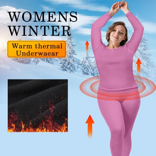 Patelai 3 Pack Women Plus Size Long Sleeve Thermal Shirts Undershirt Fleece Lined Underwear Top Women Crew Neck Base Layer2