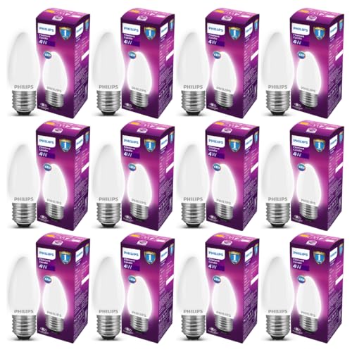 Philips 4-watt Filament Candle LED Bulb | Diffused Candle Bulb for Home & Decoration | Bulb Base: E27, Cool White | Pack of 12