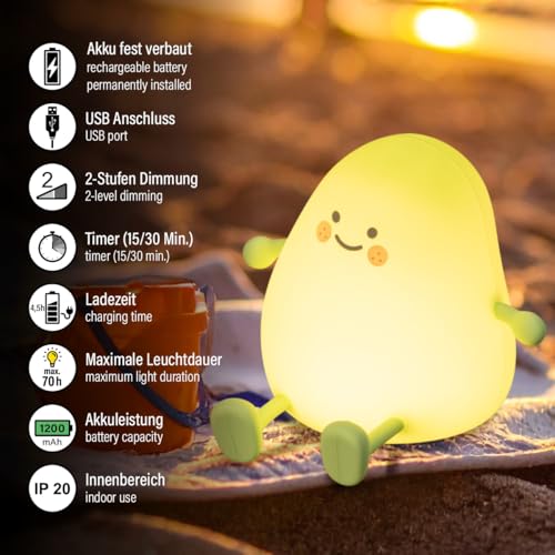 Fh Lighting Lampada Da Comodino A Led Mango, Bianca, Timer, Dimmerabile - 6