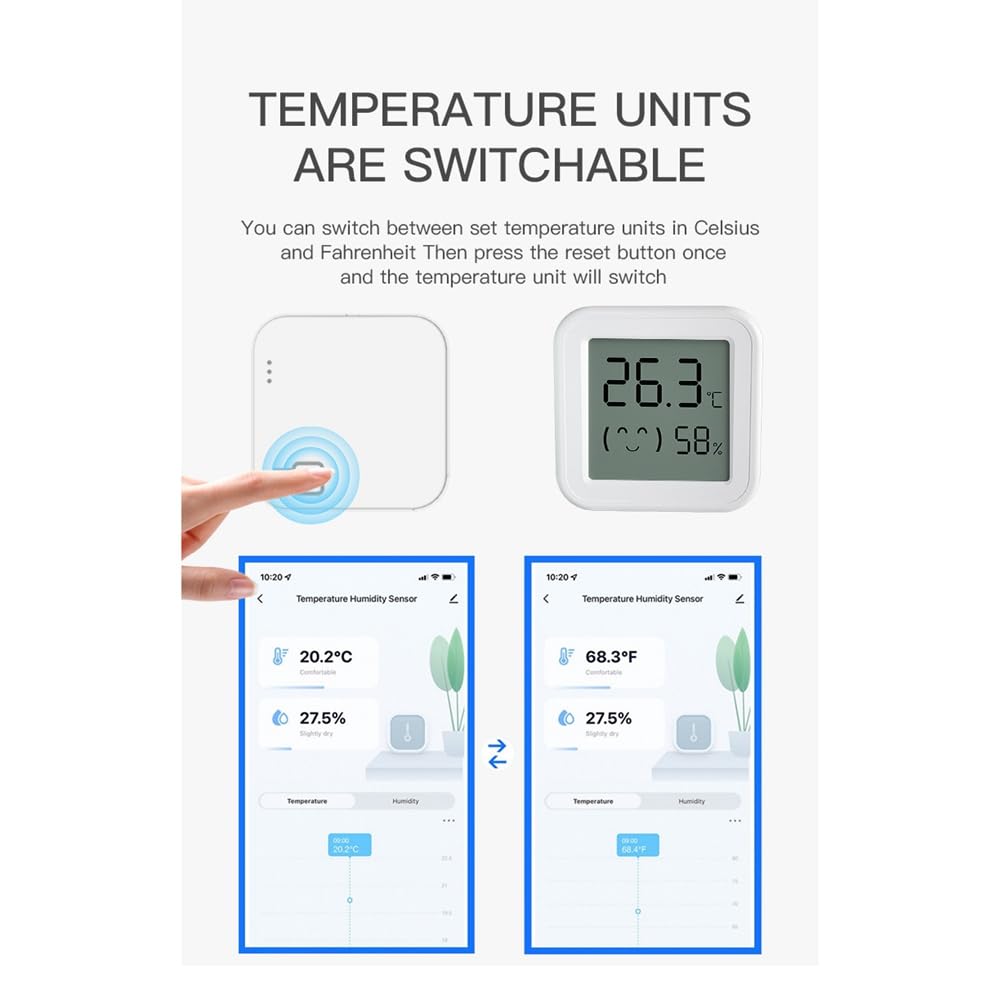 Capteur D'Humidité de Température Tuya Zigbee avec Écran LCD Moniteur Intelligent D'Application en Temps Réel à Distance pour Alexa/Home 3 Pièces